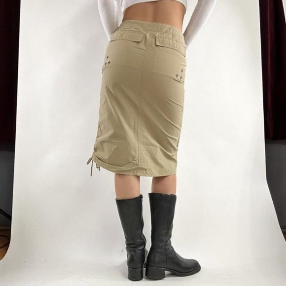 Gorgeous vintage 90s Armani Exchange Khaki Midi Skirt with abstract Motif and dr - Picture 8 of 8